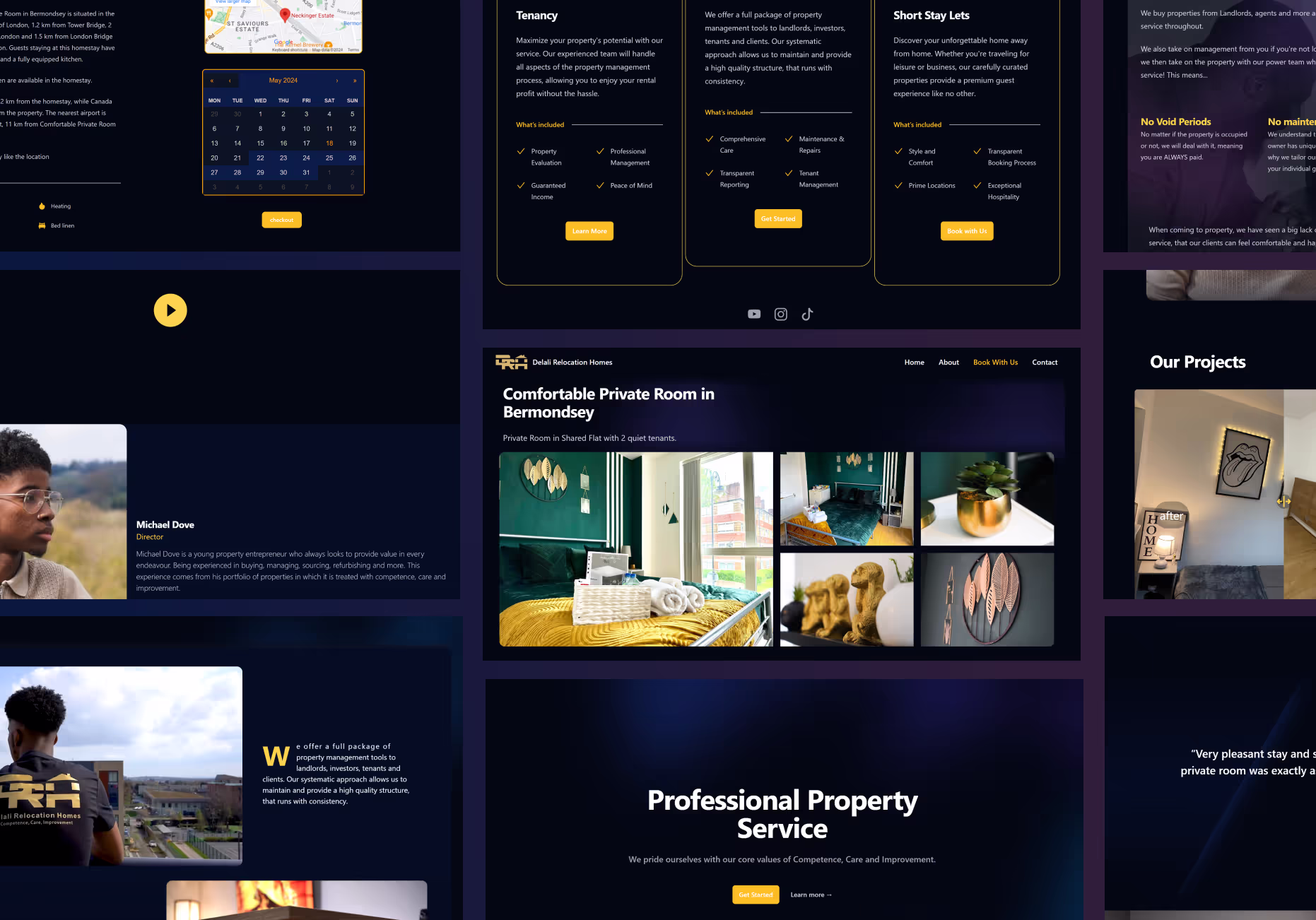 Blue themed real estate website showcase